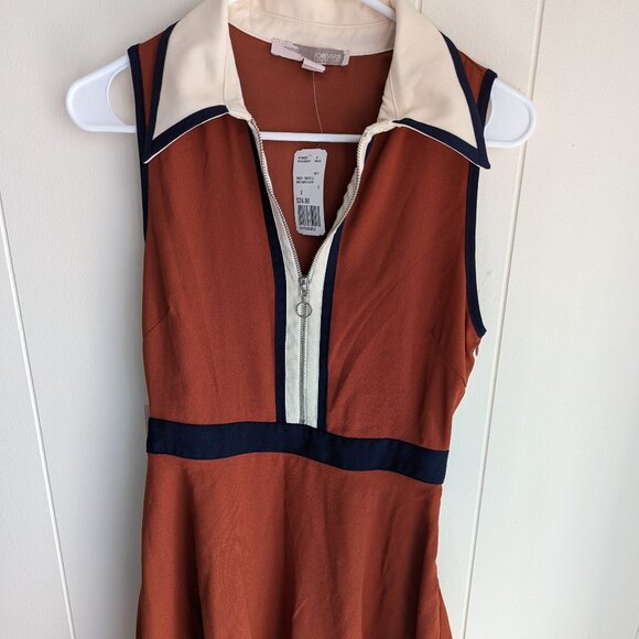 NWT Collared, Rust Skater Dress with zipper detail - S - Picture 3 of 8